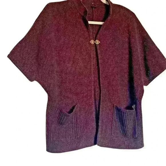 Coldwater Creek Sz M Cardigan Sparkle Heart Button Cozy Holiday Party Fall - Picture 14 of 15